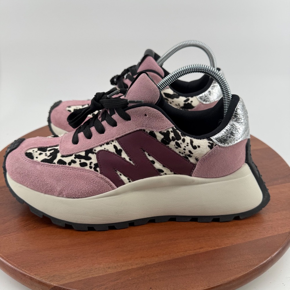 Steve Madden Supercampo  Pink Leopard Calf Hair Platform Sneakers  Womens 10M - Picture 2 of 11